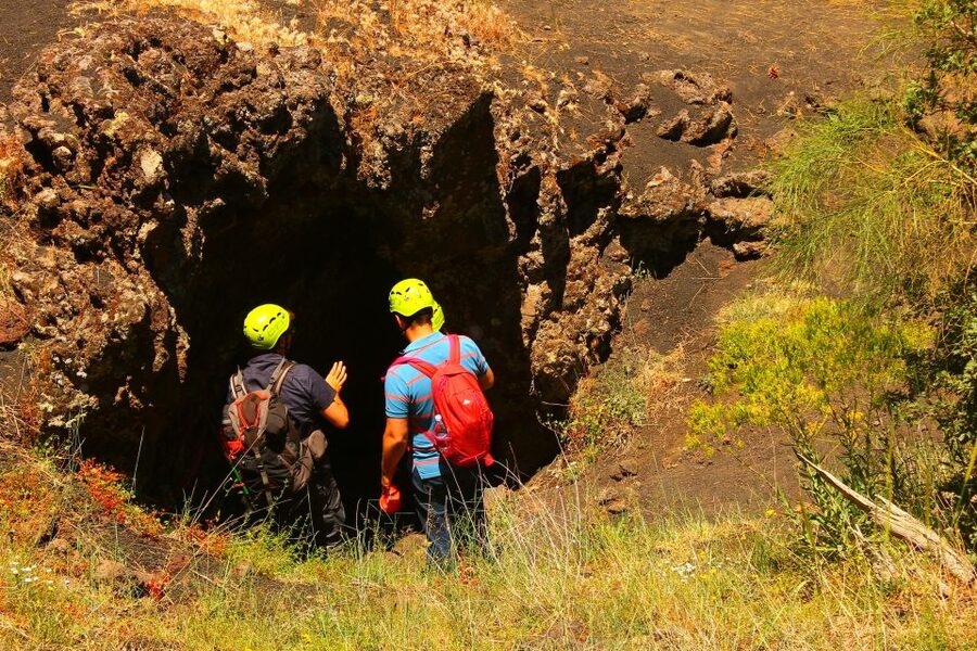 From Catania: Mt. Etna, Wine and Alcantara Tour - Inside Grotta del Ladroni or Grotta Cassone