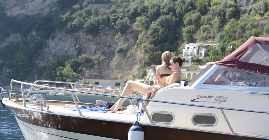 From Positano: Sorrento Coast & Capri Full-Day Trip by Boat - The Sorrentine Peninsula from the water