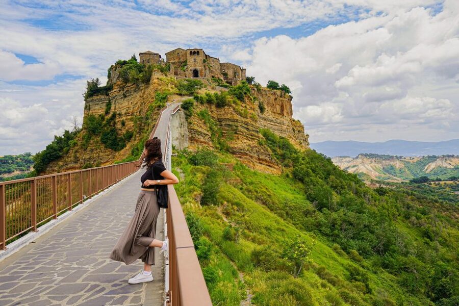 From Rome: Bagnoregio & Orvieto Day Trip with Wines & Lunch - Walking across the bridge to Civita di Bagnoregio