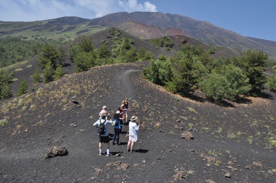 From Taormina: Full-Day Etna, Wine & Alcantara Canyons Tour - Entering one of Etna’s lava caves