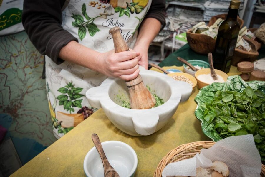 Levanto: Pesto-Making Class - Starting with sparkling wine and olive oil