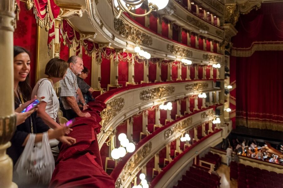 Milan: La Scala Theater & Museum Guided Experience - The chandelier, stage, and working theatre