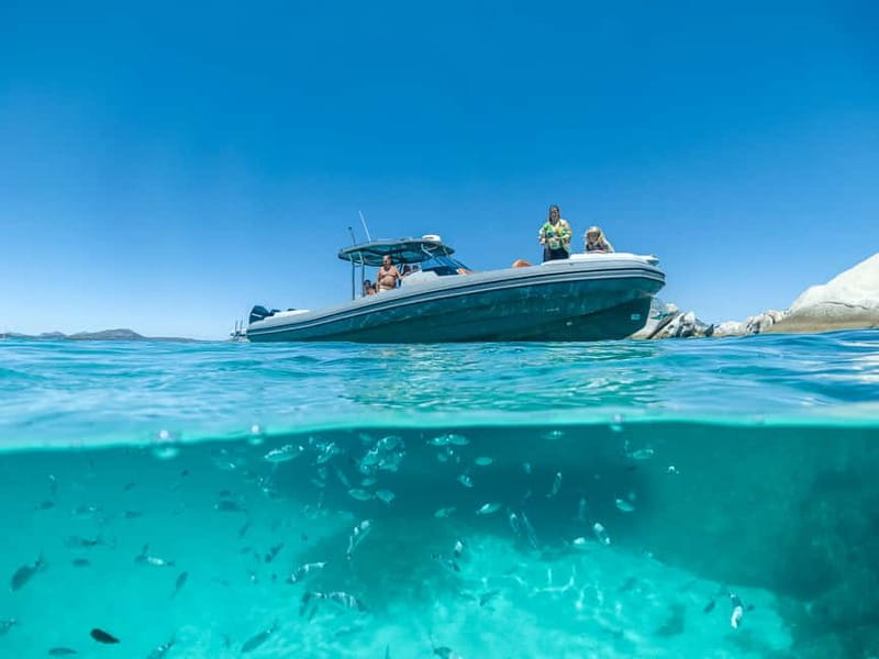 Olbia: Boat tour to Tavolara Park with Aperitif and Drinks - The first swim at Spiaggia del Dottore