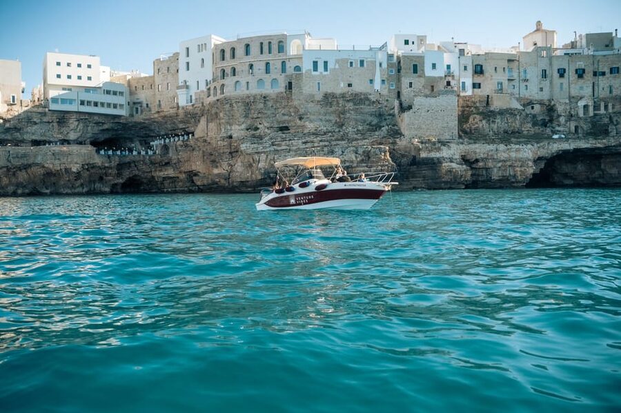 Polignano Sea Caves: Boat Tour with Snorkeling & Aperitif - Grotta Palazzese and the famous white town