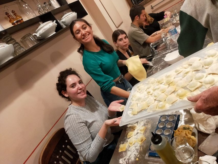 Rome: Fresh Pasta and Tiramisu Making Class with Fine Wine - Rolling dough into fettuccine and ravioli