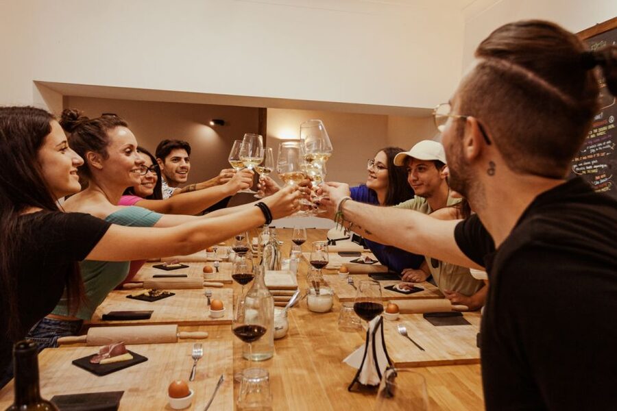 Rome: Pasta Making with Wine Tasting and Dinner in Frascati - Wine tasting inside the old cellar