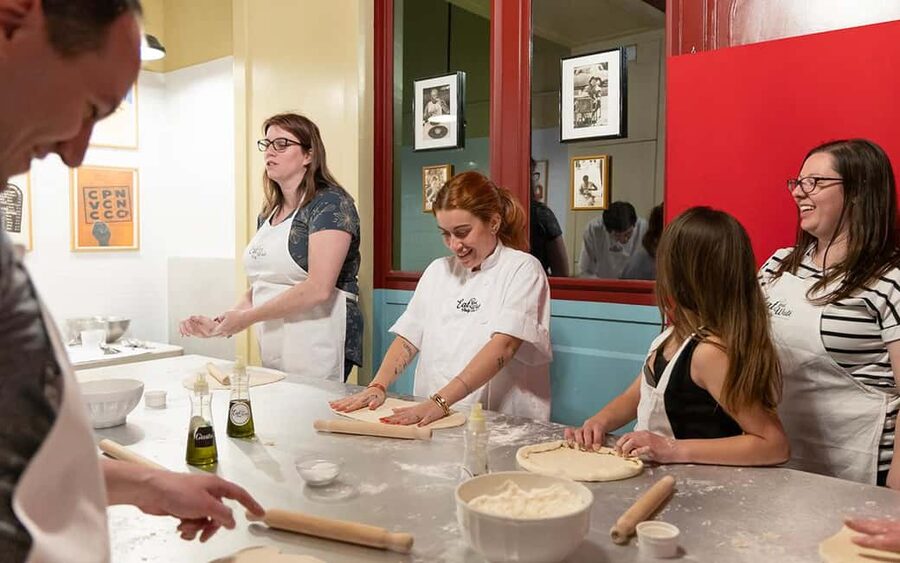 Rome: Pizza & Tiramisu Making Class with Wine & Limoncello - Eating the meal you made