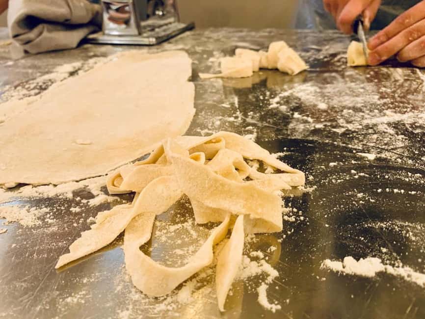 Sorrento: Pasta and Tiramisu Cooking Class with Wine - Making fresh dough at your own workstation