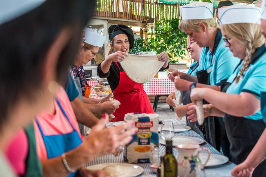 Sorrento: Pizza Making Class - Mozzarella, bread, and olive oil set the table