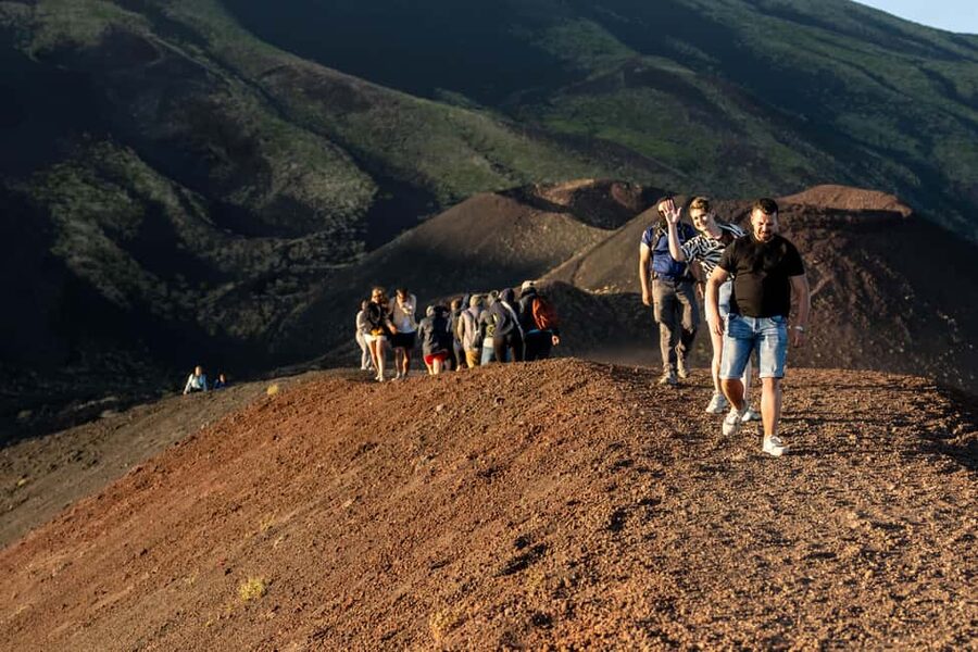 Taormina: Mount Etna Sunset Tour with Cave Visit and Tasting - Leaving Taormina by van