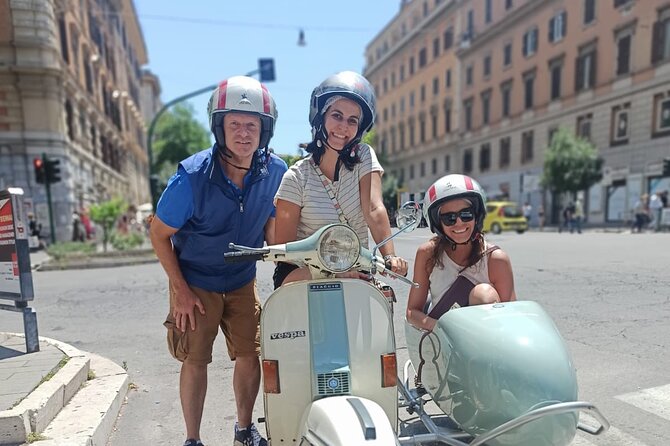 Vespa Sidecar Tour By Night with Pickup - The Colosseum viewpoint, not a Colosseum visit